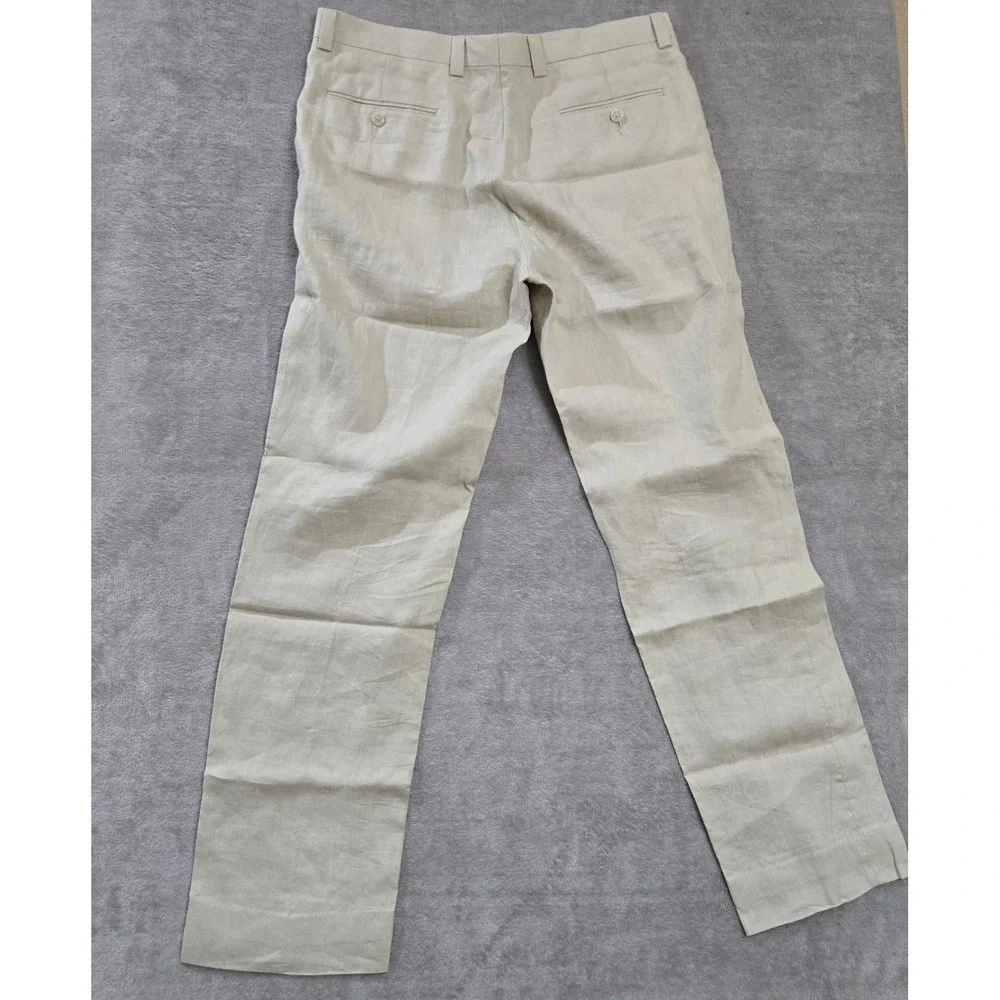 Calvin Klein Linen Trousers Men 34R‎ Casual Beach Wedding Coastal Neutral Preppy